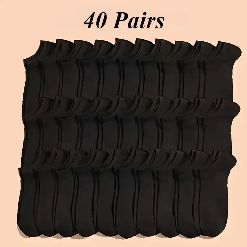 40 Pairs of Simple Black, White, and Gray Socks, Elastic, Breathable, and Odor Resistant, Suitable for Outdoor Sports Wear