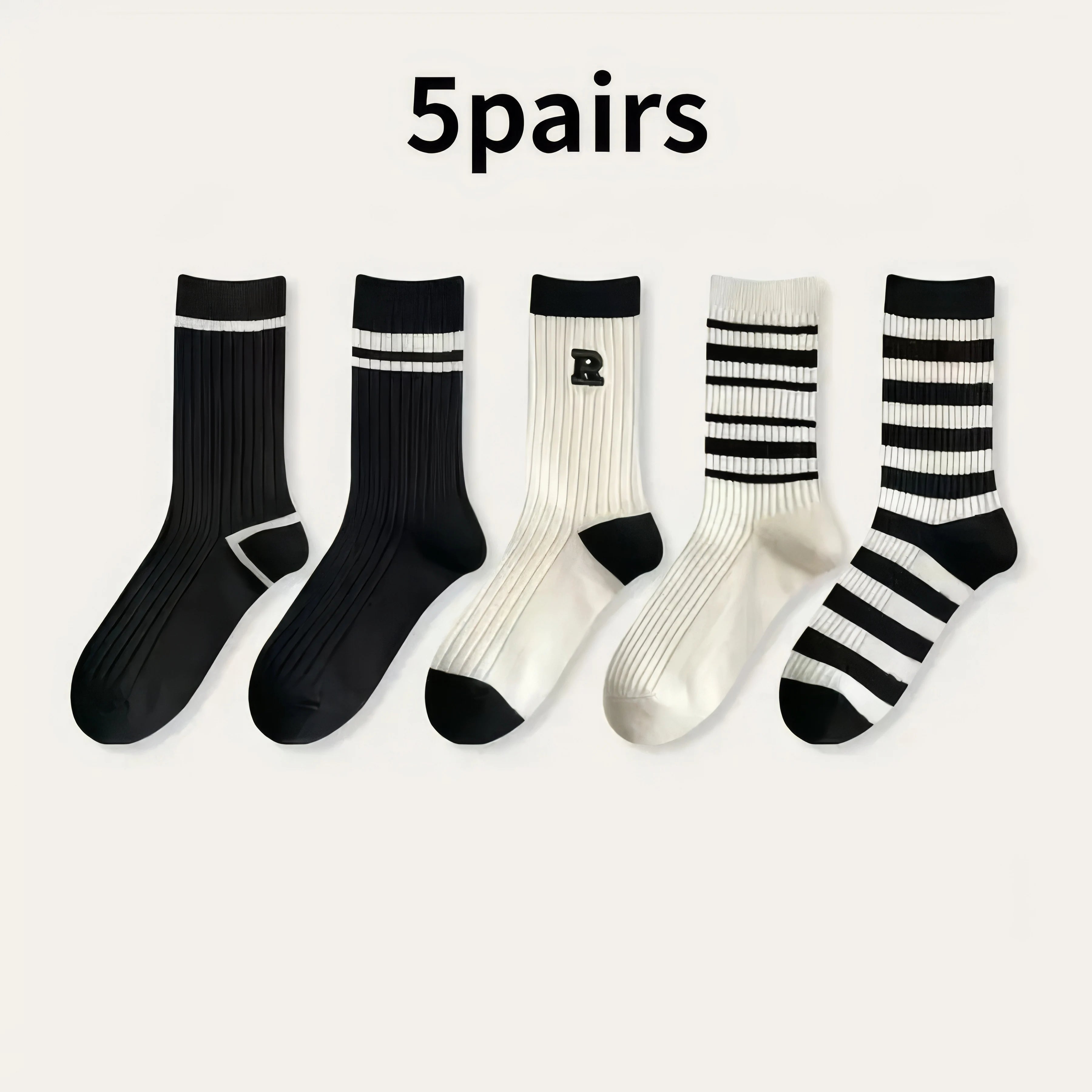 5/10 Pairs of Daily Mixed Color Striped Socks, Soft and Breathable Seasonal Socks Suitable for Daily Wear