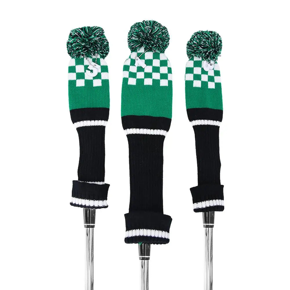 3pcs Golf Club Cover Knitted Wooden Pole Dust-proof Protective Covers With Number Tag No. 1/3/5 Head Hat For Golf Accessories