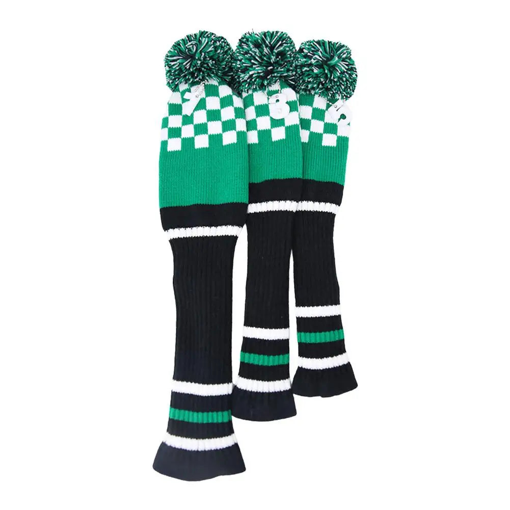3pcs Golf Club Cover Knitted Wooden Pole Dust-proof Protective Covers With Number Tag No. 1/3/5 Head Hat For Golf Accessories
