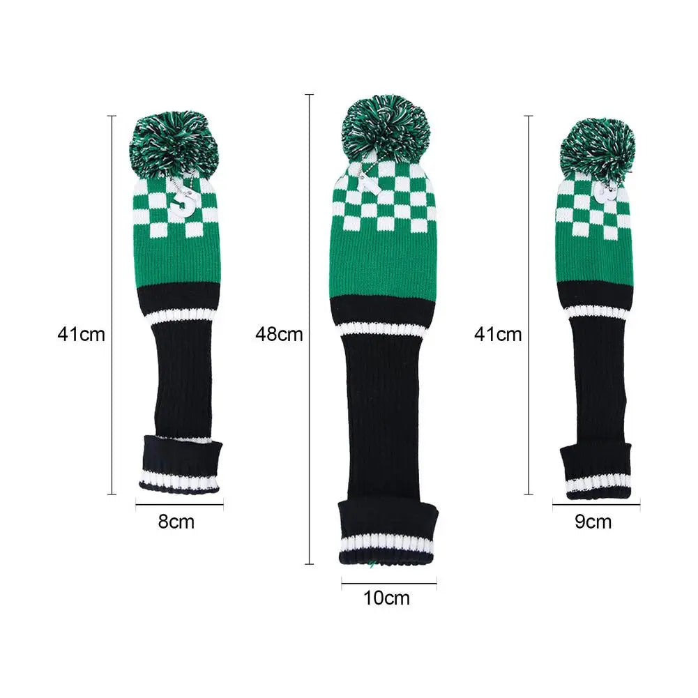 3pcs Golf Club Cover Knitted Wooden Pole Dust-proof Protective Covers With Number Tag No. 1/3/5 Head Hat For Golf Accessories
