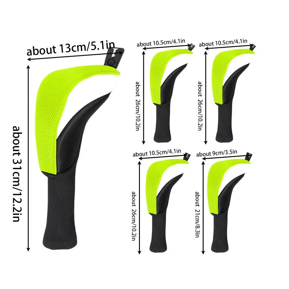 Golf Head Cover Set 5 Pieces Golf Hybrid Headcover Dustproof Protective Club Covers Anti-Slip Wood Hybrid Head Cover Protective