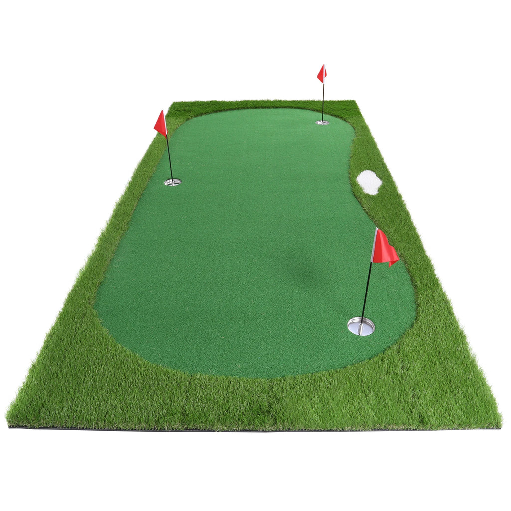 Golf Putting Training Mat Golf Practice Hitting Green Mat with Movable Cup/Slope Pad 3mx1.5m for Putting Practice Indoor Outdoor