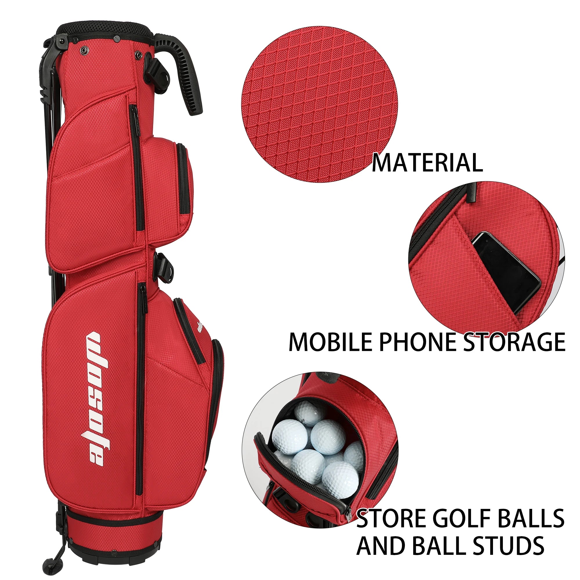 Lightweight Golf Stand Bag - 3-Way Dividers, Fits 5-9 Clubs - Small Sunday Bag for Men & Women, Par 3, Driving Range & Executive