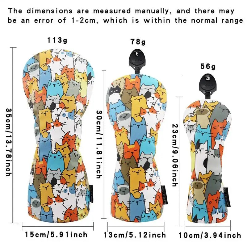 Golf Driver Head Covers Cartoon Cat Driver Headcover Funny Golf Club Covers Waterproof And Functional Fit Drivers And Fairway
