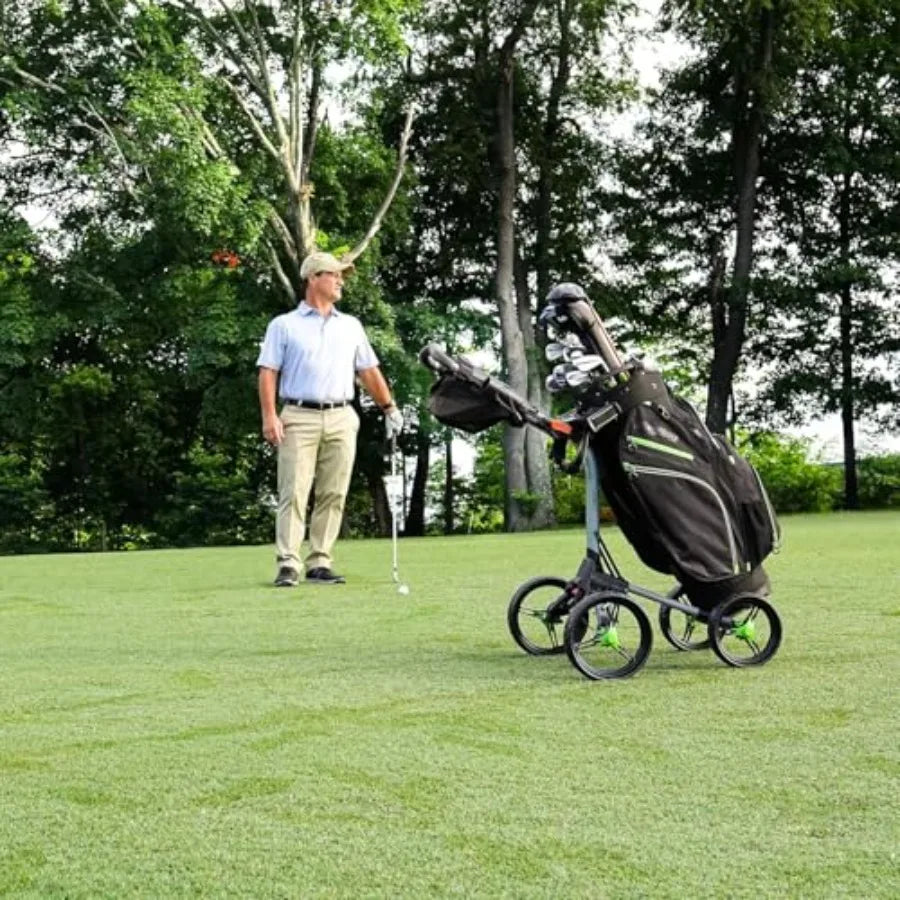 Quad XL Golf Push Cart Black/Silver for Easy Transport and Durable Use