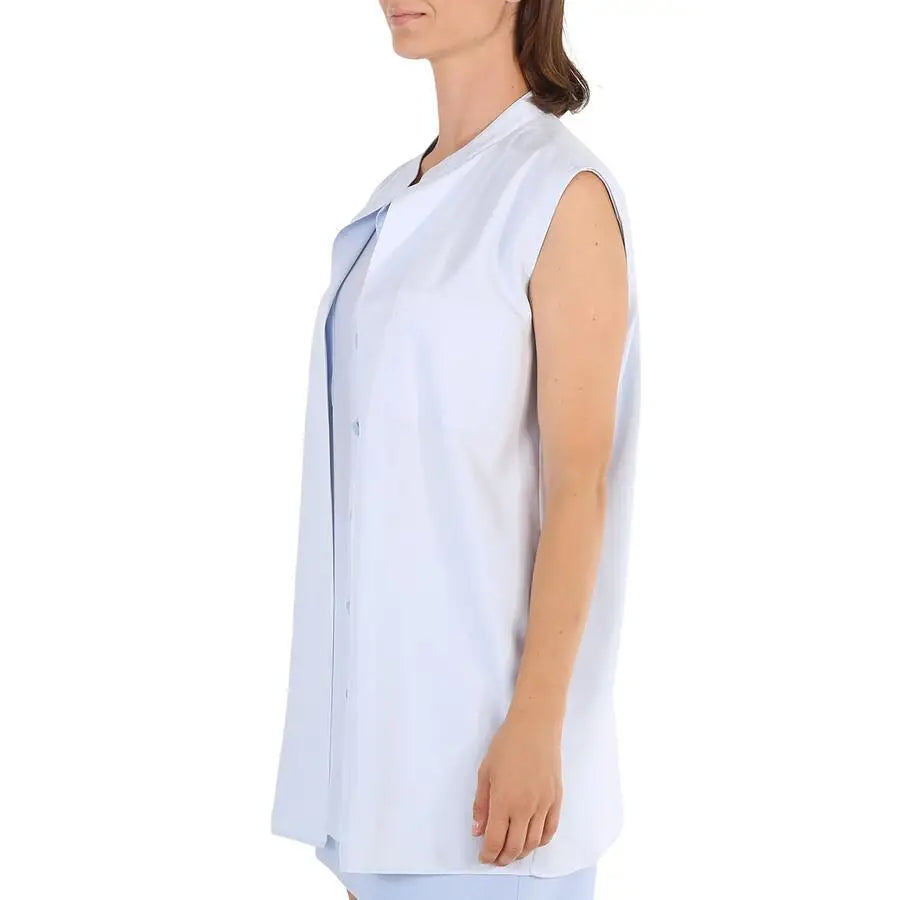 Burberry | Ladies Pale Blue Suziesl Logo Detail Sleeveless Silk Crepe De Chine Shirt