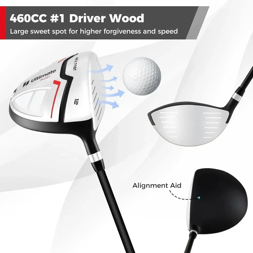 Women's 12-Piece Golf Club Set with Stand Bag, 460cc Driver, Hybrid, Irons, Putter, Right-Handed Complete Set