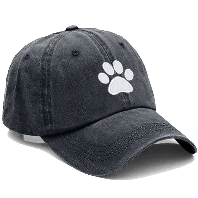 Dog Paw Embroidered Baseball Cap for Women Men Fashion Adjustable Washed Cotton Dad Hat Unisex Classic Golf Caps
