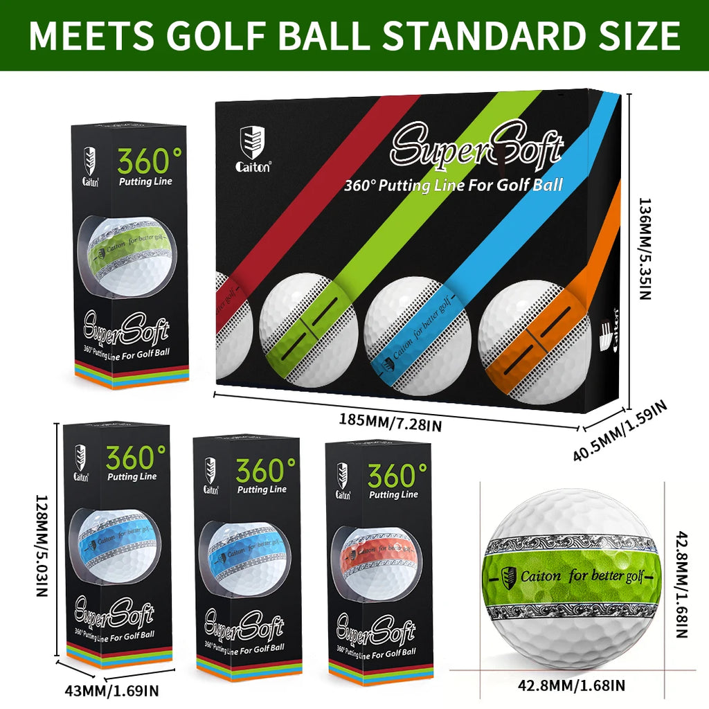 Caiton 12/3pcs 3-Layer PU Putter Golf Ball, 360° Precision Stable Shooting Line, Enhancing Putting Accuracy and Stability