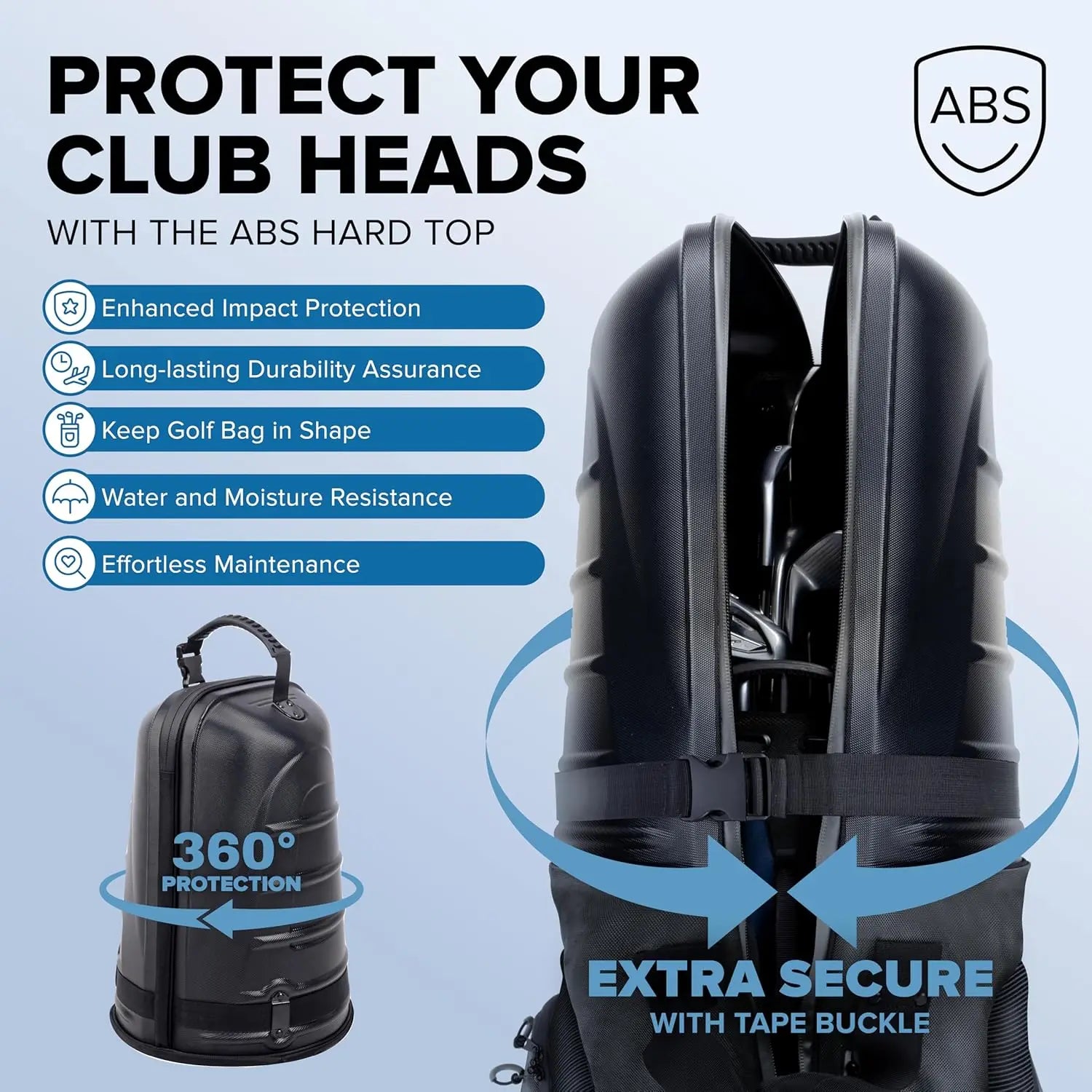 Hard Golf Travel Case with TSA Lock, Waterproof Zippers, Lightweight Design for Maximum Club Protection