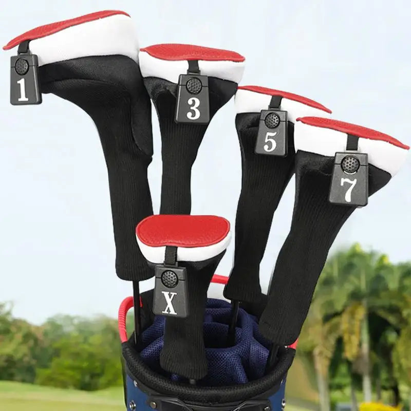 Golf Head Cover Set 5 Pieces Golf Hybrid Headcover Dustproof Protective Club Covers Anti-Slip Wood Hybrid Head Cover Protective