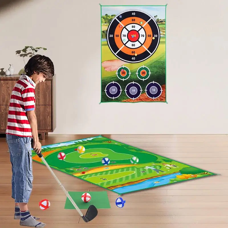 Golf Play Chipping Game 2-in-1 Golf Game Training Mat For Chipping Putting Darting Golf Game For Backyard Garden Activities For