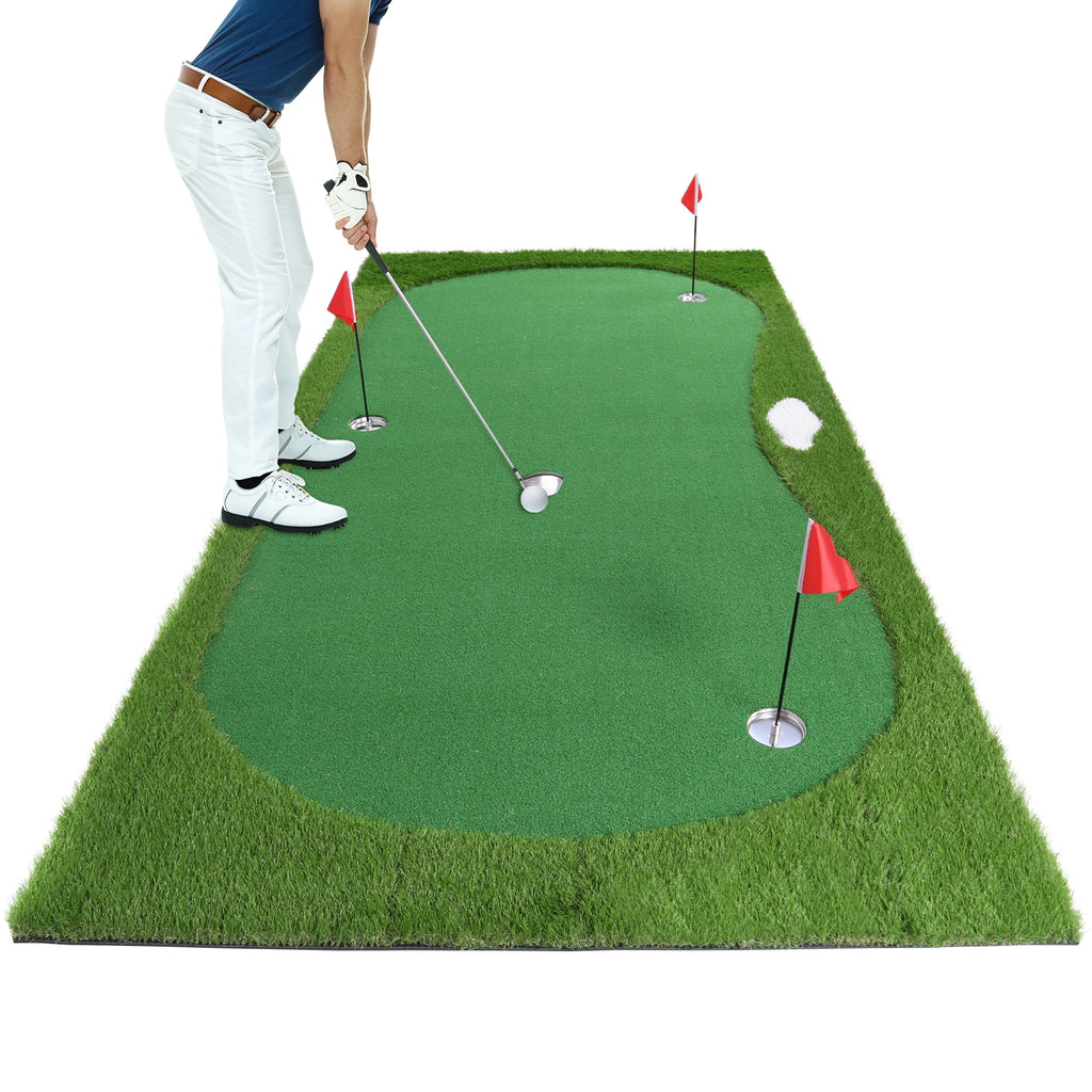 Golf Putting Training Mat Golf Putting Green Training Mat with Movable Cup/Slope Pad 3mx1.5m for Putting Practice Indoor Outdoor