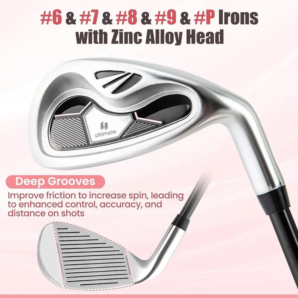 10/12 Piece Women's Golf Club Set with 460CC Driver, Fairway Wood, Hybrids, Irons, Putter - Portable Complete Set