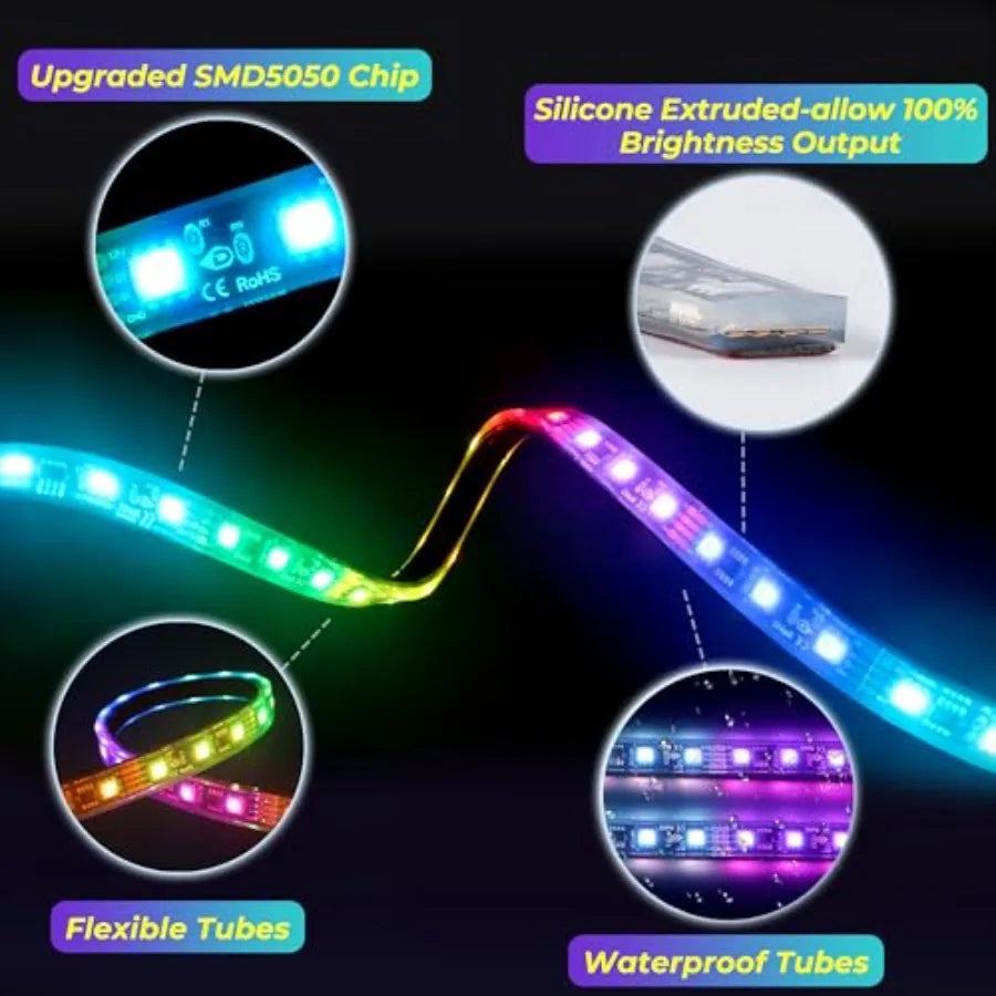 4PCS 12V-72V Golf Cart Lights RGB Led Underglow Light Kit with 2 Remotes and App Control Voltage Reducer Waterproof Sound Activ