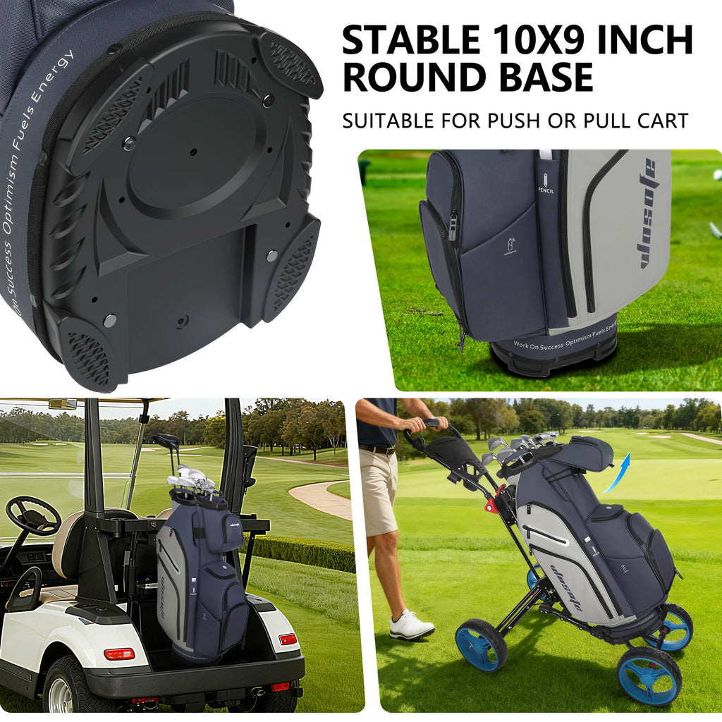 PU Leather Lightweight Men Women Blue White Black Green Golf Bag,Multiple 10 Pockets 14-Way Dividers Cooler Pouch Golf Cart Bag