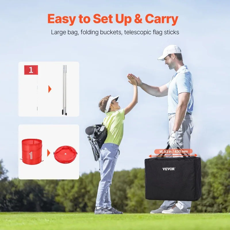 3 Hole Portable Backyard Golf Game Bucket Golf Kids Adults Outdoor Yard Patio Garden Family Sports Activity