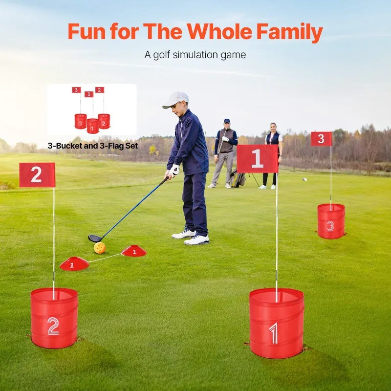 3 Hole Portable Backyard Golf Game Bucket Golf Kids Adults Outdoor Yard Patio Garden Family Sports Activity