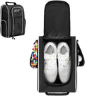 Travel Golf Shoe Bag with Ventilation & Double Pockets for Socks, Tees, Balls - Unisex Black