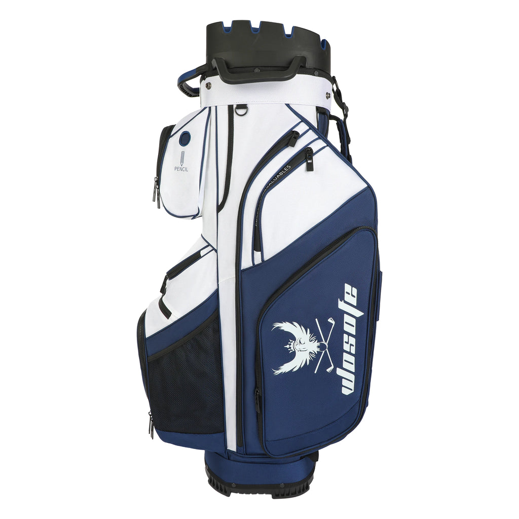 14 Way Full-Length Divider Top Men Golf Cart Bag, Fixed Slots Clubs Organized Premium Oxford Cloth Women 13 Pockets Black Blue G