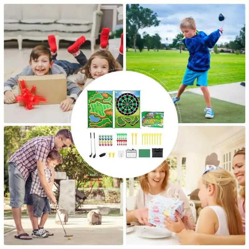 Golf Play Chipping Game 2-in-1 Golf Game Training Mat For Chipping Putting Darting Golf Game For Backyard Garden Activities For