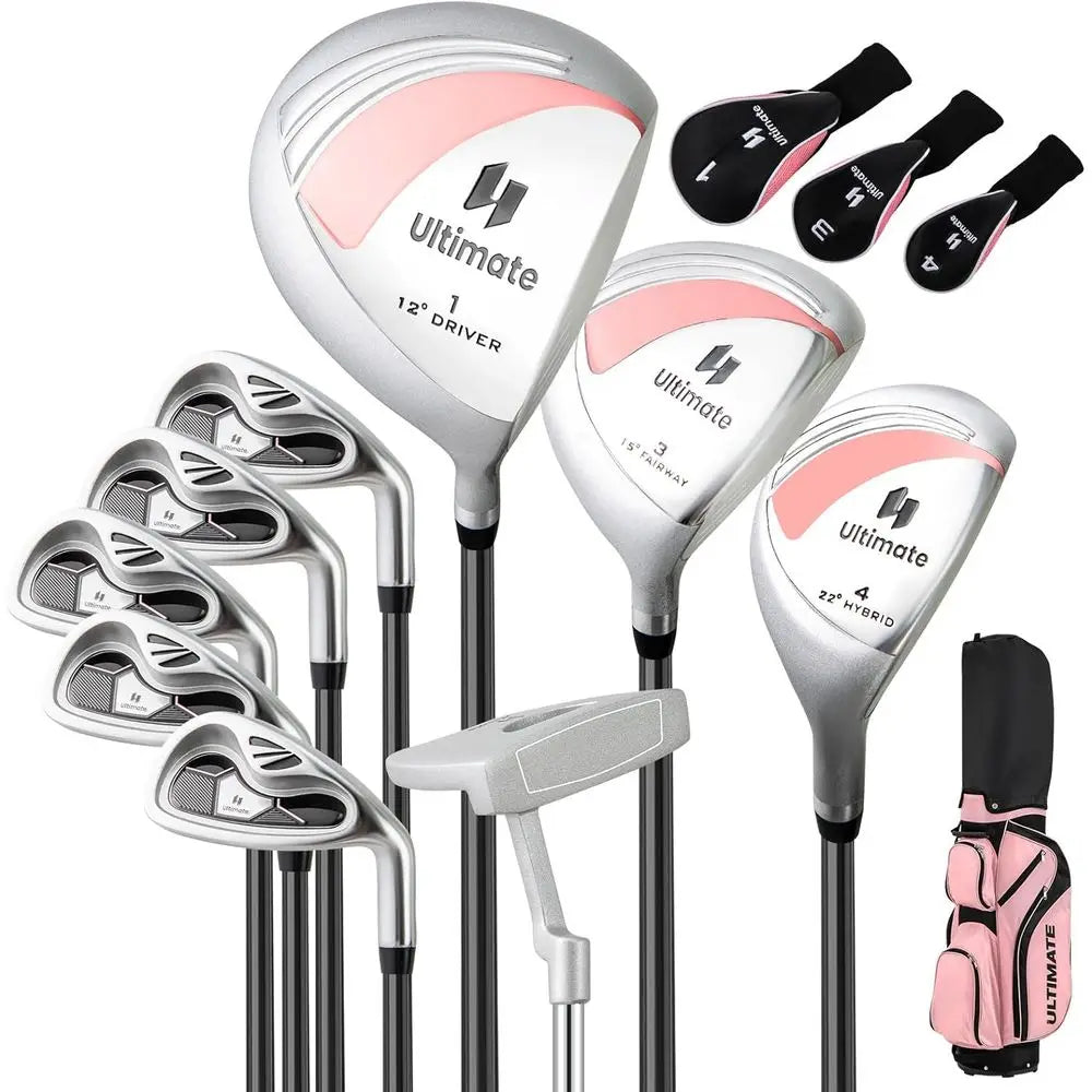 10/12 Piece Women's Golf Club Set with 460CC Driver, Fairway Wood, Hybrids, Irons, Putter - Portable Complete Set