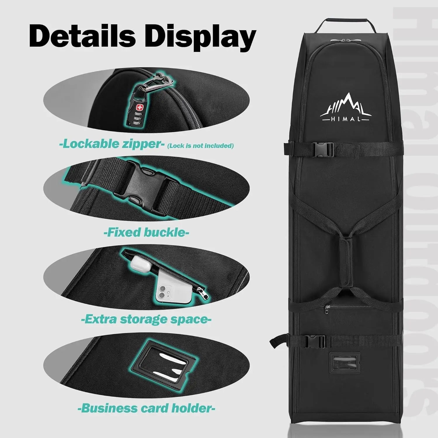 Heavy-Duty Golf Travel Bag with Wheels, 600D Polyester Oxford Wear-Resistant, Universal Size for Easy Transport