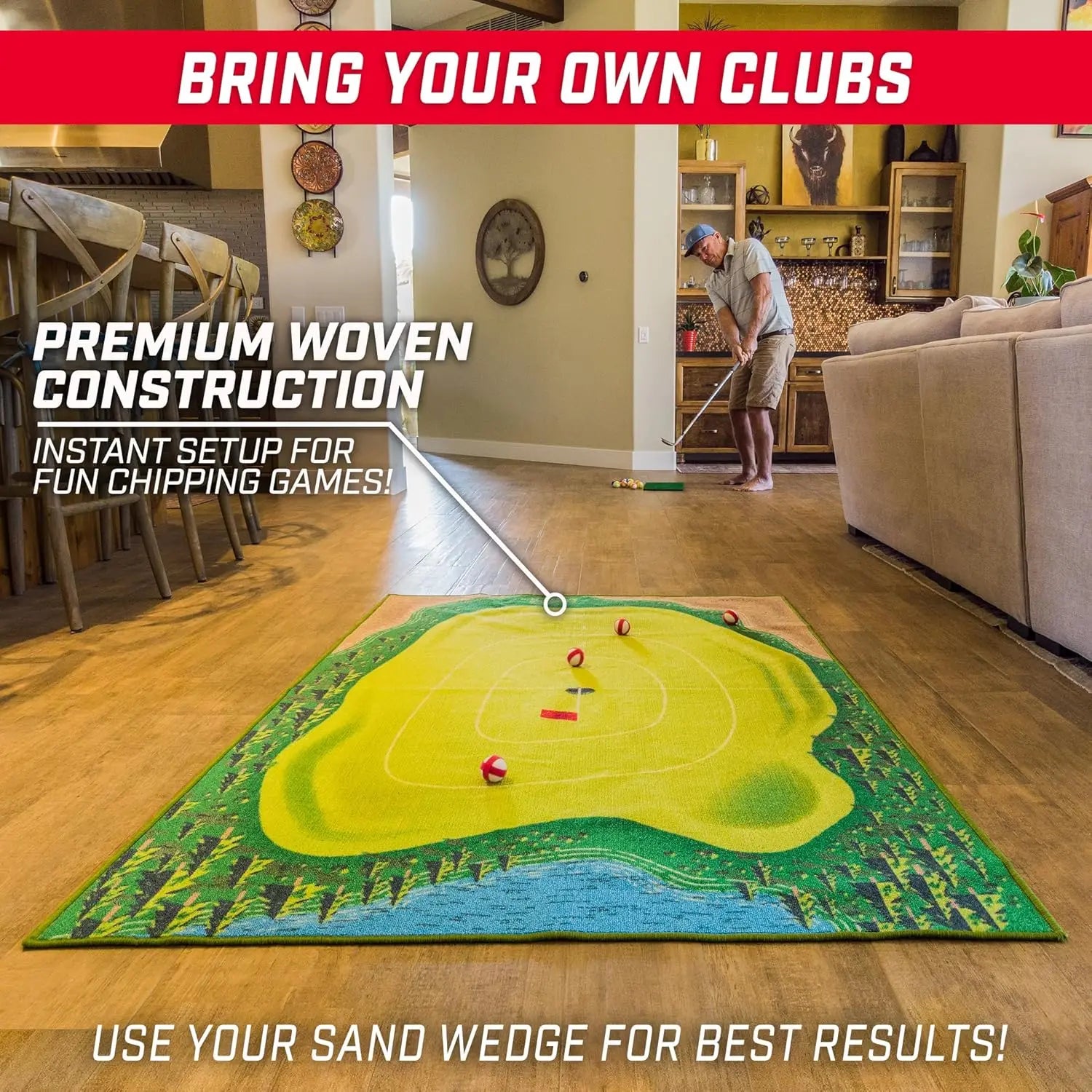 Giant Golf Games Set with Balls and Chipping Mat - Choose Classic, Darts or Islands Style