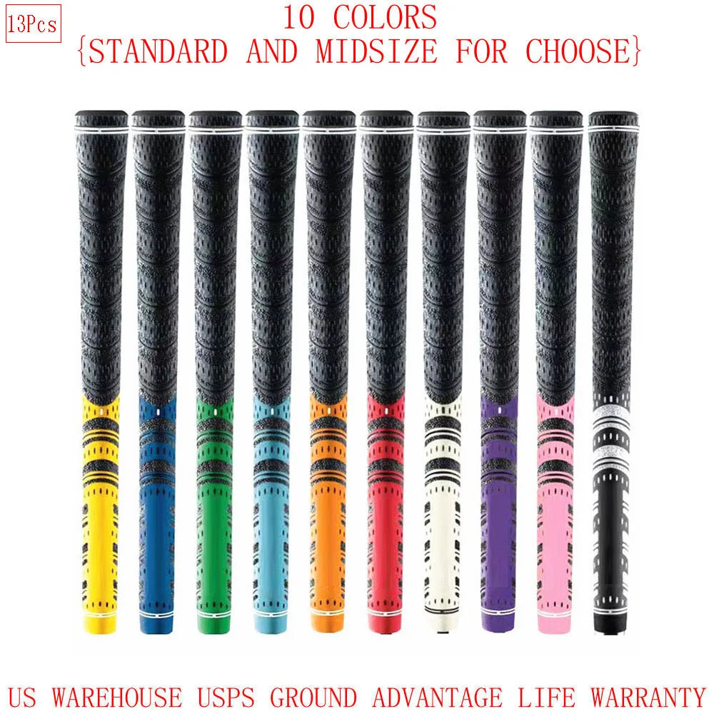 13PCs Golf Grip Standardsize/Midsize Carbon Yarn Anti-Slip Golf Iron Club Grips