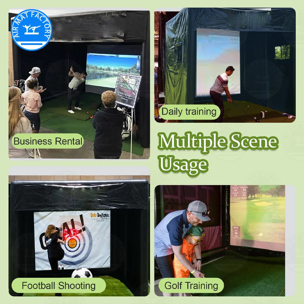 US Stock High Quality PVC Outdoor Golf Simulator Cage Enclosures Indoor Inflatable Golf Tent Simulator for Home