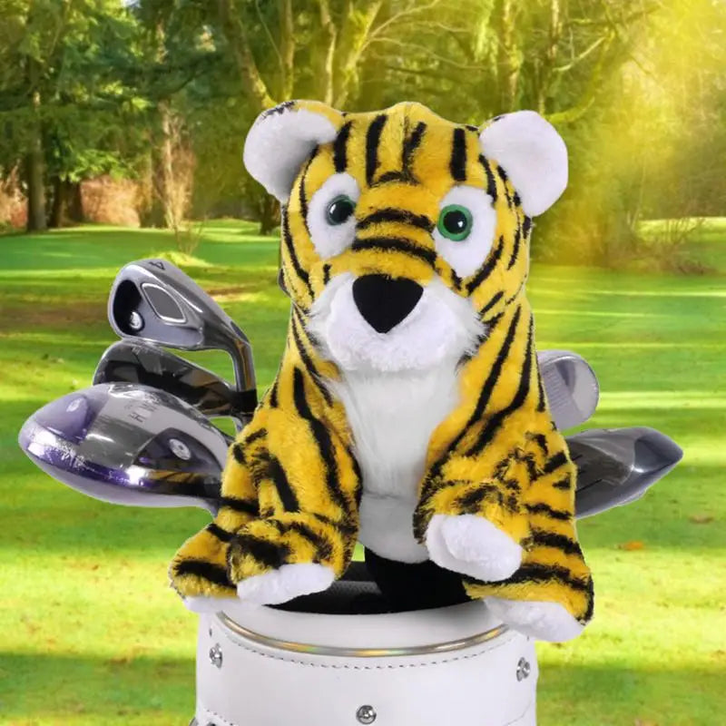 Funny Golf Driver Headcover Cartoon Tiger Head Covers For Golf Clubs Stuffed Golf Club Covers For Woods Functional Golf