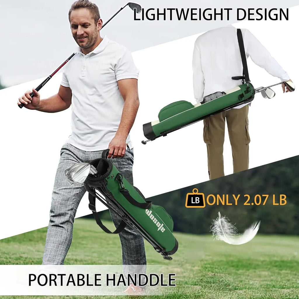 Golf Stand Bag  with Dual Shoulder Straps Ultra-Lightweight 2-Way Divider Sunday Carry Bag for 4-5 Clubs | Portable