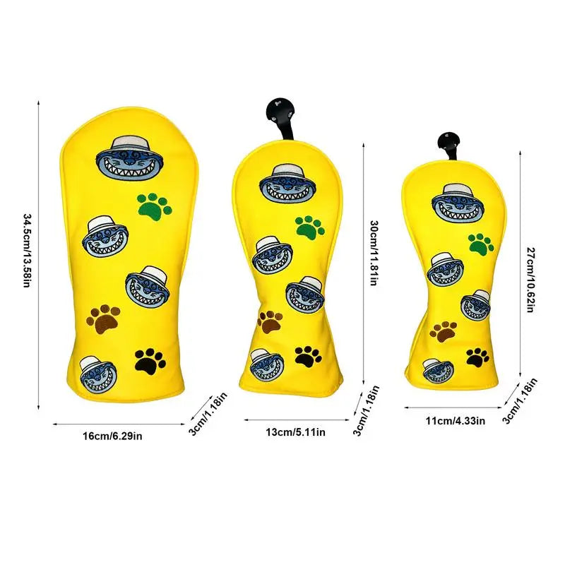 Golf Club Headcover 3pcs Cute Cat Golf Wood Head Covers Waterproof Cute Cat Design Golf Club Wood Head Covers For Golf