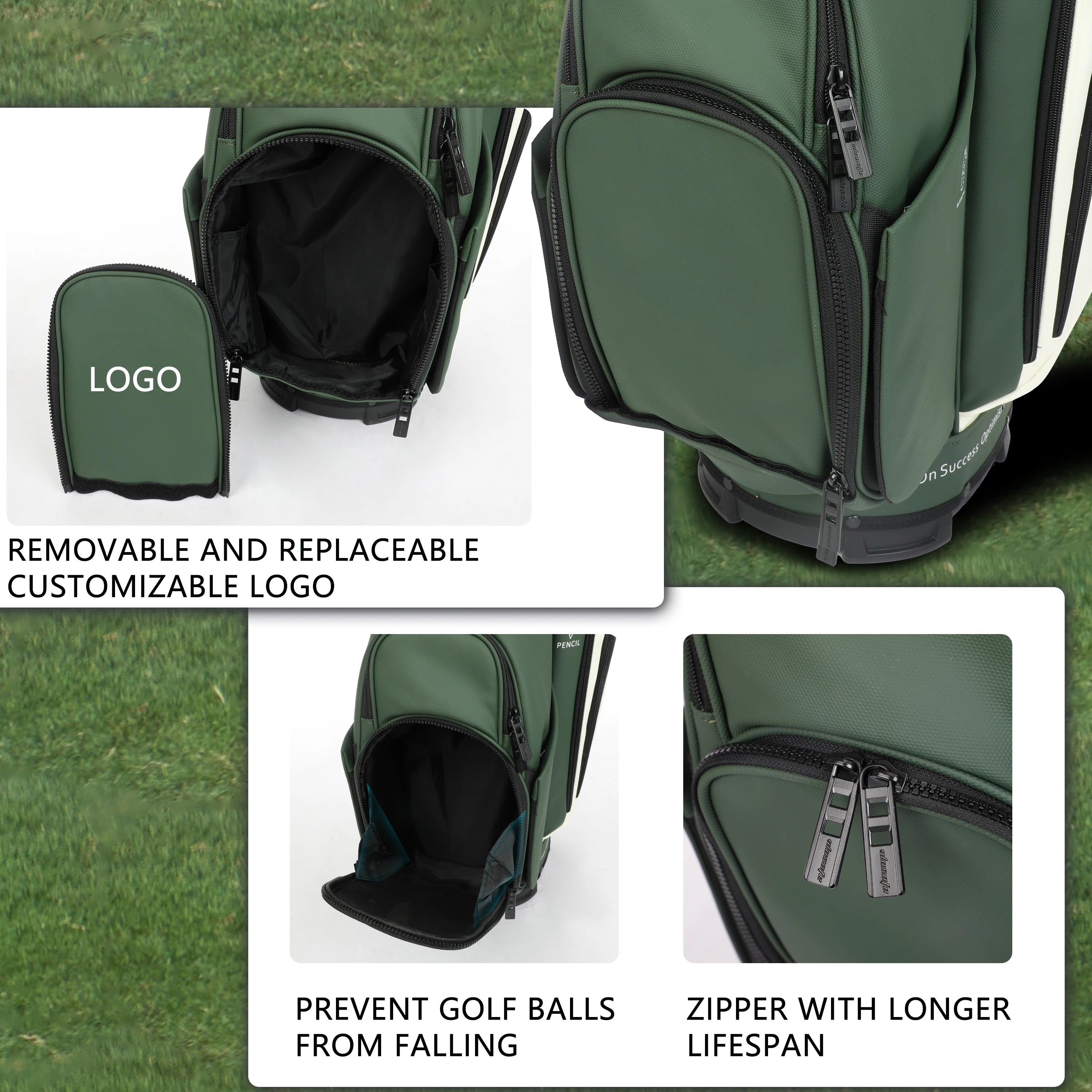 PU Leather Lightweight Men Women Blue White Black Green Golf Bag,Multiple 10 Pockets 14-Way Dividers Cooler Pouch Golf Cart Bag