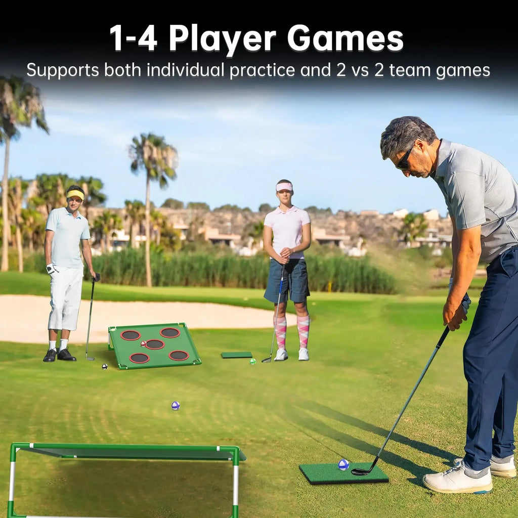 Golf Game Play Set for Golfers Fathers, with 20 Velcro Golf Balls, Putting Mat, Golf Putter and Carrying Bag, Indoor Outdoor
