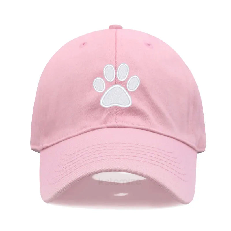 Dog Paw Embroidered Baseball Cap for Women Men Fashion Adjustable Washed Cotton Dad Hat Unisex Classic Golf Caps