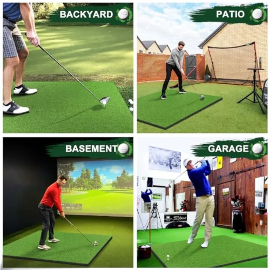 Thicken Golf Mat 5x4ft Practice Turf for Indoor and Outdoor Use Durable Training Aid with 9 Golf Balls for Home or Studio Pract