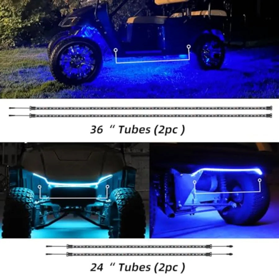 Golf Cart Underglow LED Strip Lights Accent Neon Lighting Kit for EZGO Yamaha Club Car Million Colors/Waterproof IP68/Sync to M