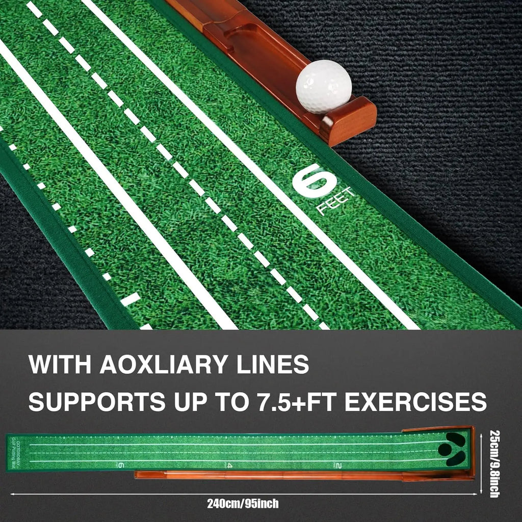 Indoor Golf Putting Mat with Auto Ball Return - Premium Practice for Home, Office, Outdoors - Perfect Gift