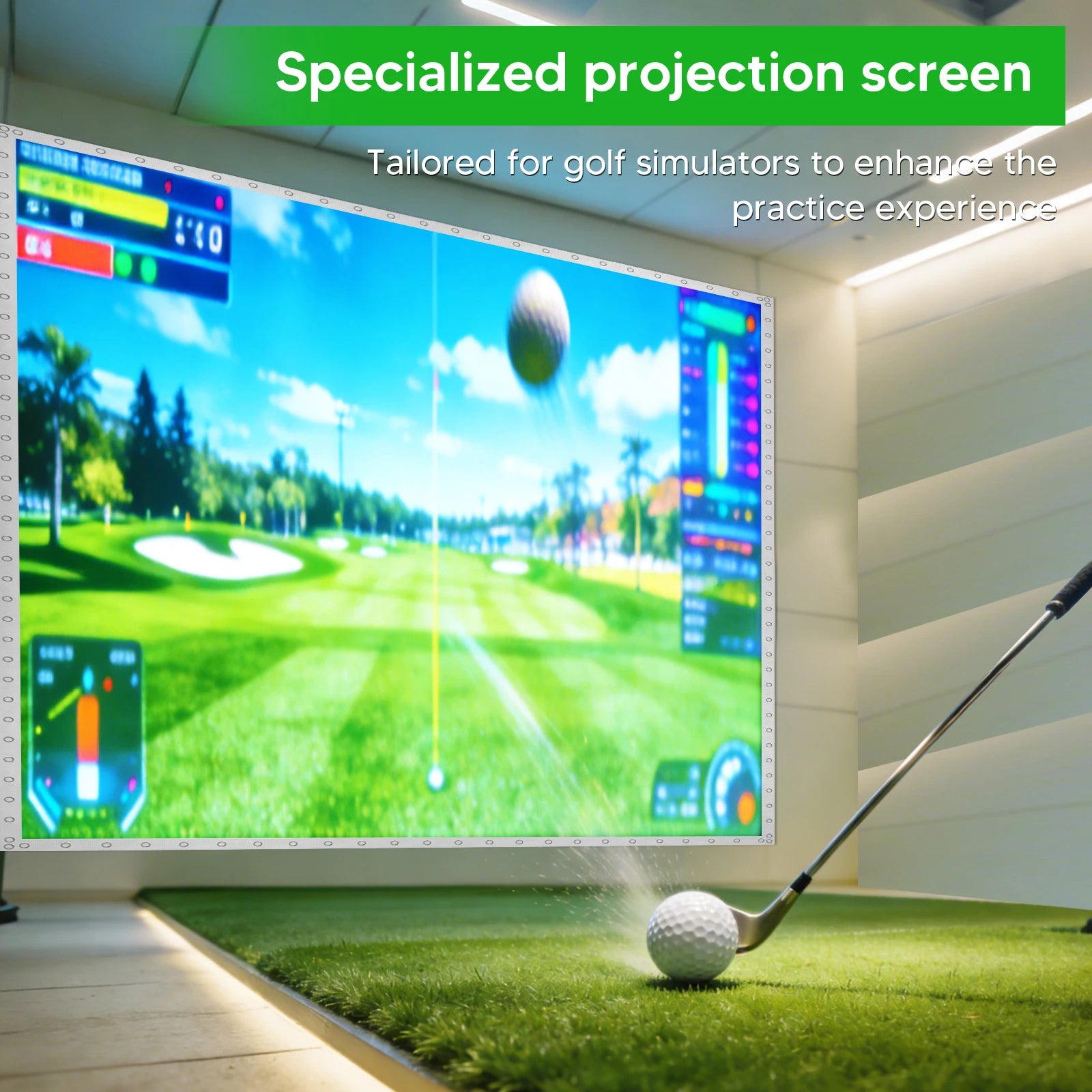 Golf Simulator Impact Screen 9.8x13ft Golf Impact Screen for Indoor/Home/Garage Training Hitting Screens with Grommet Holes