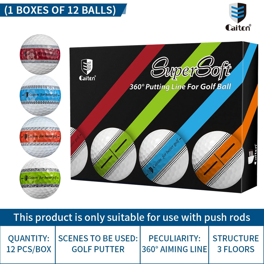 Caiton 12/3pcs 3-Layer PU Putter Golf Ball, 360° Precision Stable Shooting Line, Enhancing Putting Accuracy and Stability