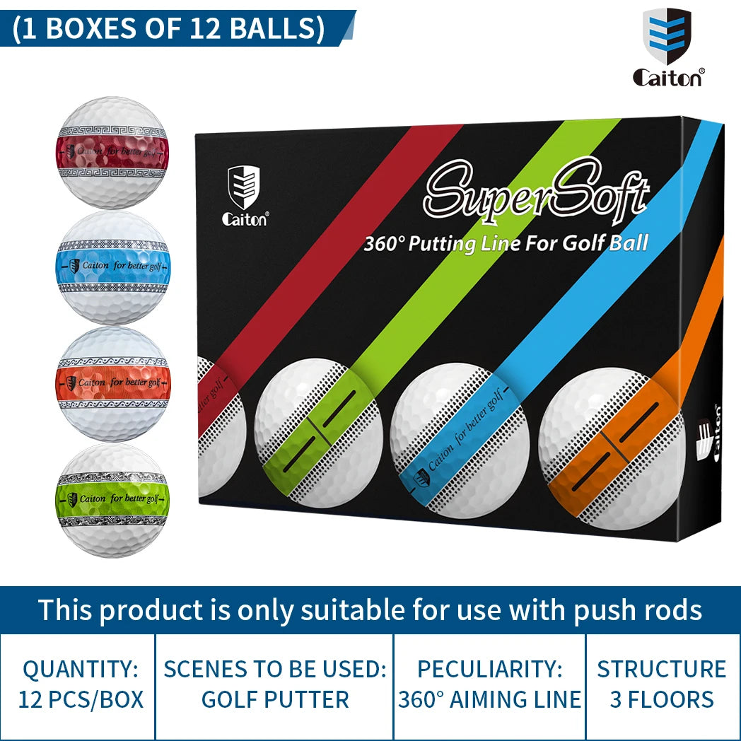 Caiton 12/3pcs 3-Layer PU Putter Golf Ball, 360° Precision Stable Shooting Line, Enhancing Putting Accuracy and Stability
