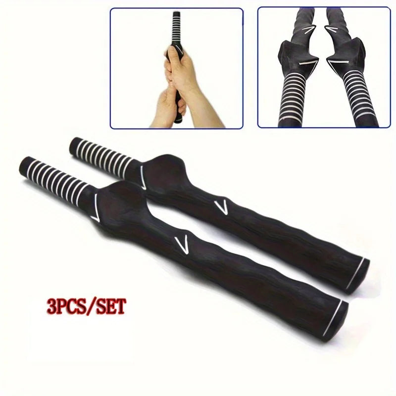 Durable Golf Rubber Hand Shape Grip Exercise Pole Grip Swing Training Outdoor Golf Position Practice Tools