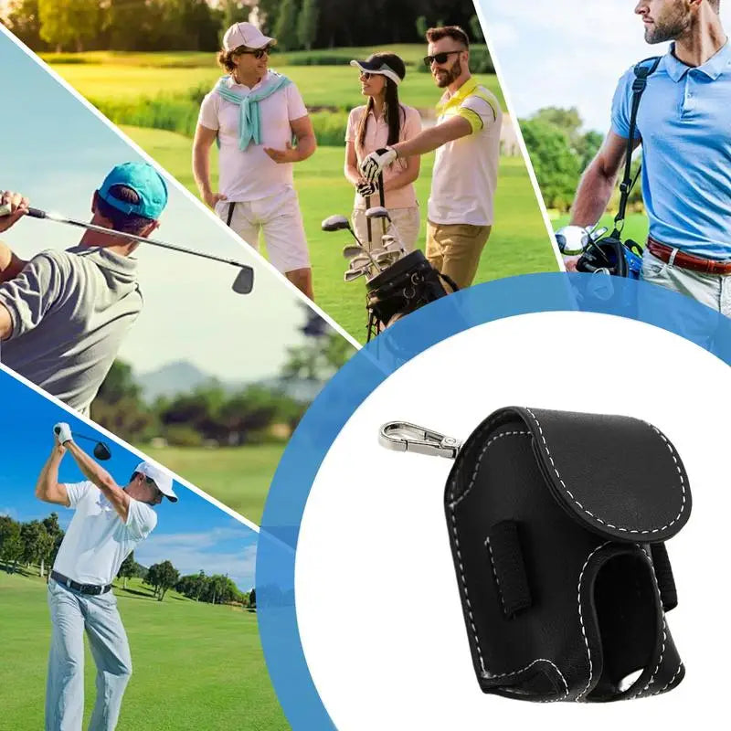 Golf Bag Holder Golf Ball Storage With Keychains PU Leather Multi-functional Golfing Accessories For Men Women Golfer Practice