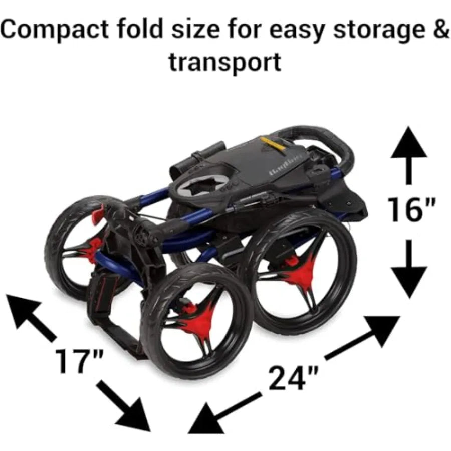 Quad XL Golf Push Cart Black/Silver for Easy Transport and Durable Use