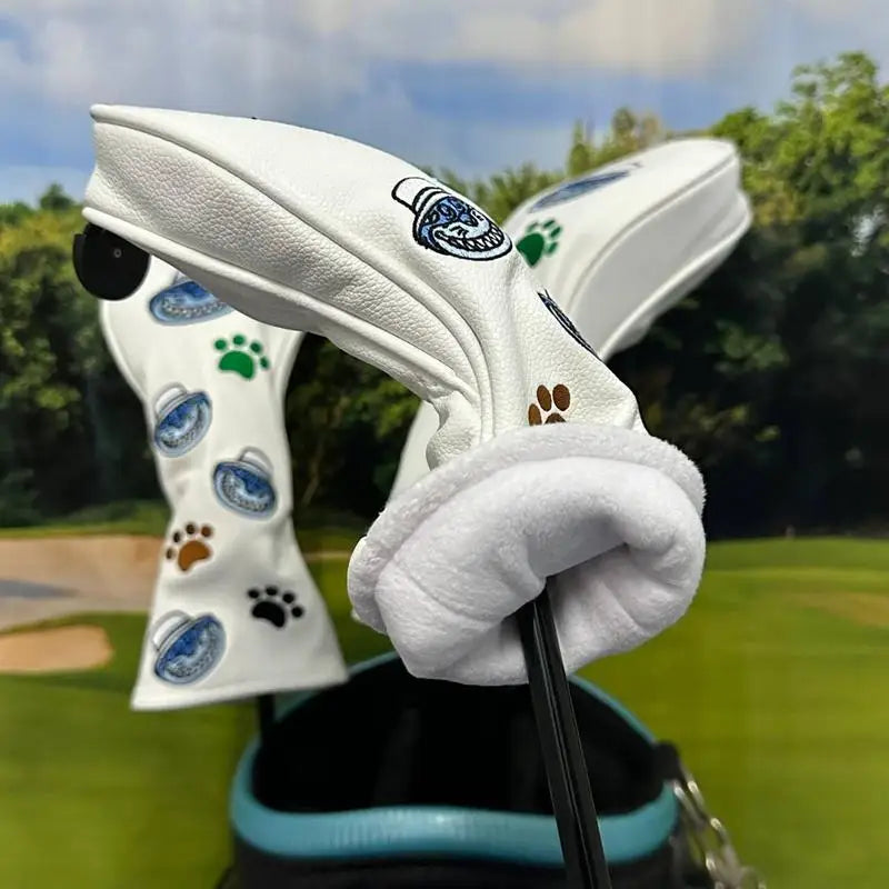 Golf Club Headcover 3pcs Cute Cat Golf Wood Head Covers Waterproof Cute Cat Design Golf Club Wood Head Covers For Golf