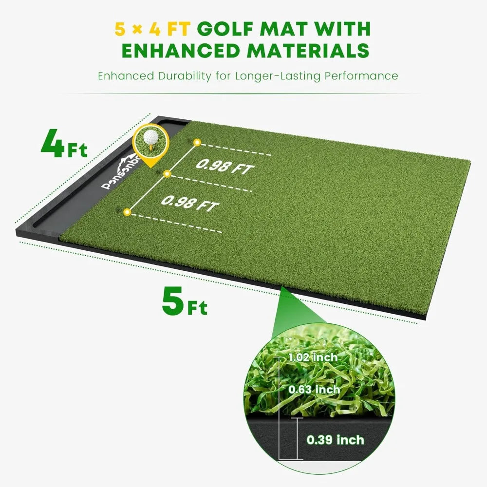 Thickening Integrated Golf Mat 5x4ft 6x4ft 6x5ft with Ball Tray for Outdoor & Indoor Practice 26mm-31mm Surface