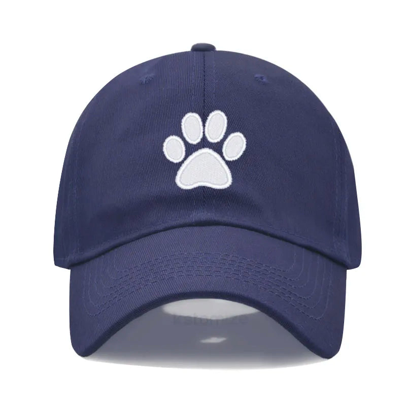 Dog Paw Embroidered Baseball Cap for Women Men Fashion Adjustable Washed Cotton Dad Hat Unisex Classic Golf Caps