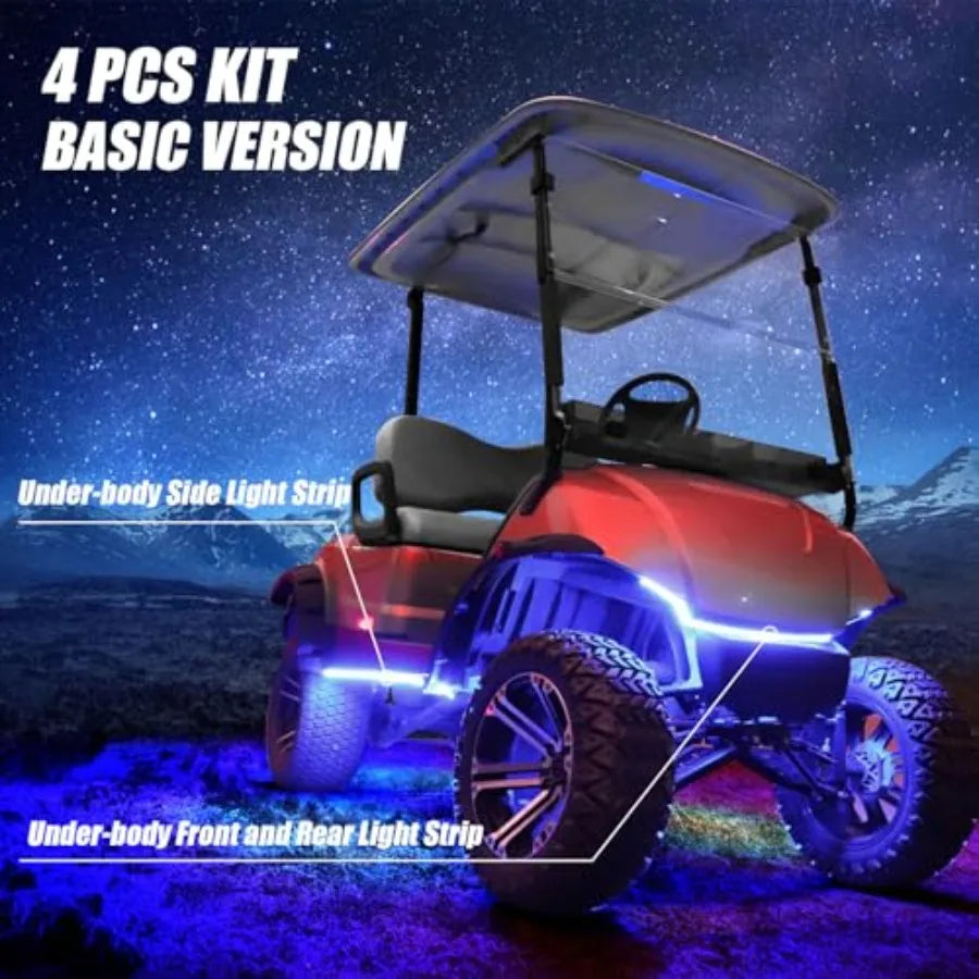 Golf Cart Underglow LED Strip Lights Accent Neon Lighting Kit for EZGO Yamaha Club Car Million Colors/Waterproof IP68/Sync to M